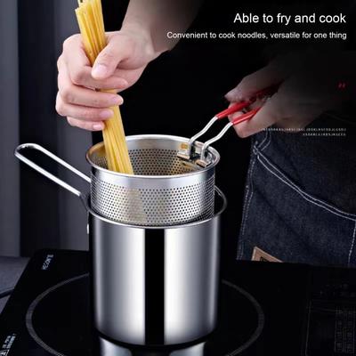 Stainless Steel Deep Fryer with Filter Basket Extended Handle Mini Fryer for Efficient Cooking Multifunctional Oil Pot for Frying Steaming Boiling
