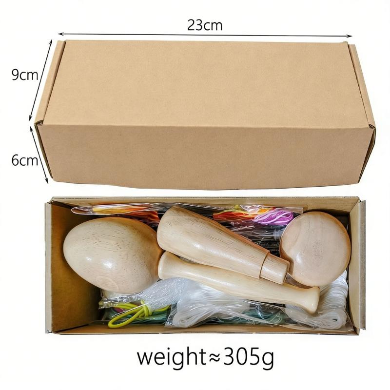Eggs Shape Wood Mending Tool Wooden Darning Mushroom Set With Large Eye Needle and Colored Thread for Knitting Repair