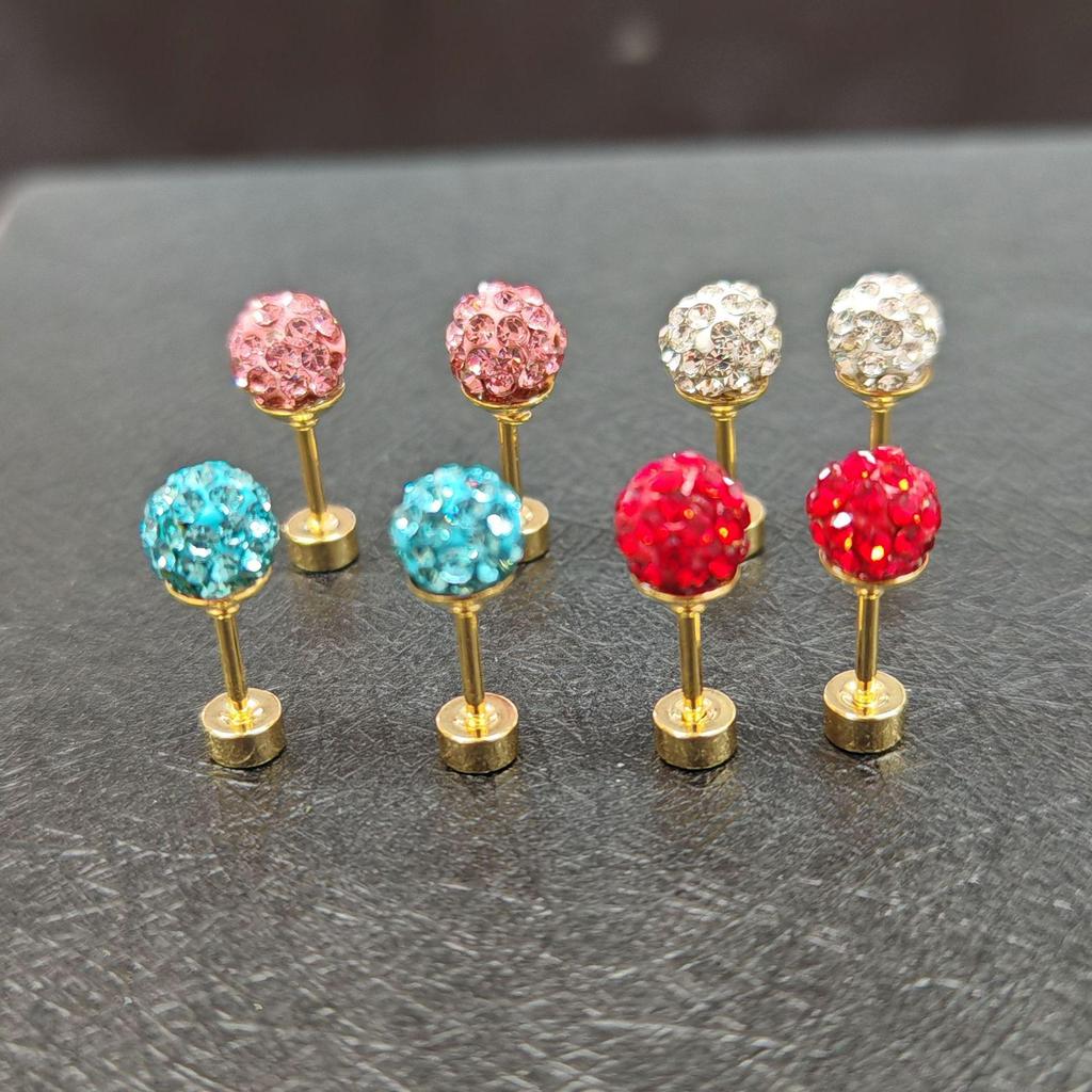 Stainless Steel Xiangbala Polymer Clay Ball Stud Earrings with Anti-Loss Twist Screw Design