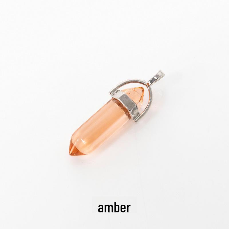 Hexagonal Column Diamond Bullet Pendant Necklace