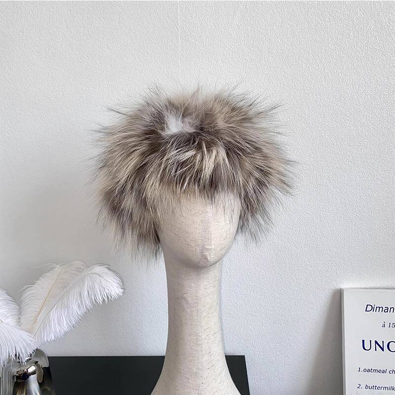 Echter Fuchsfellschal Handgestrickter Pelz-Nackenschal Winter Elastisches Stirnband Pelzschal Plüsch Warm Dicke Nackenwärmer