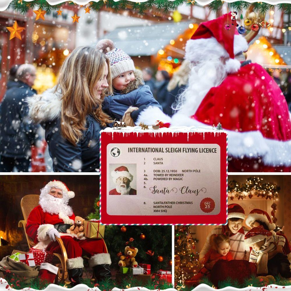Tree Home Christmas Card Christmas Gift Santa Claus Driving License Sleigh Flying Riding License