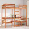 VidaXL Lit mezzanine avec bureau et chaises brun cire 90x200 cm pin, cadre de lit mezzanine, cadre de lit de cabine, cadre 3308555