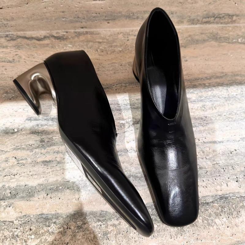 

Индивидуальность Необычный каблук Одинарные туфли Осень Новые Квадратный носок Глубокий вырез Слипоны Нескользящие Износостойкие Туфли на каблуке-рюмочке 40