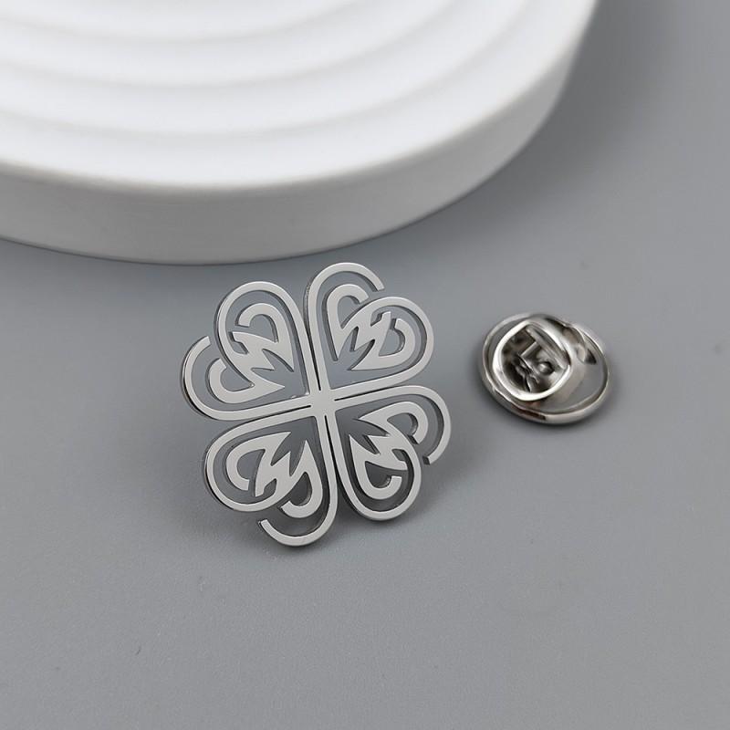 New Love Clover Brooch Cufflinks With Hollow Design Simple Fashionable Clothing Accessories 14k