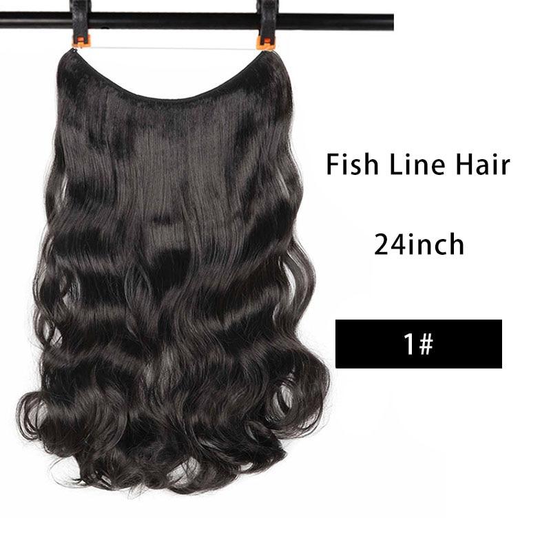 

24 Invisible Wire No Clips In Hair Extensions Secret Fish Line Hairpieces Synthetic Wavy Straight Hair Extensions KTB