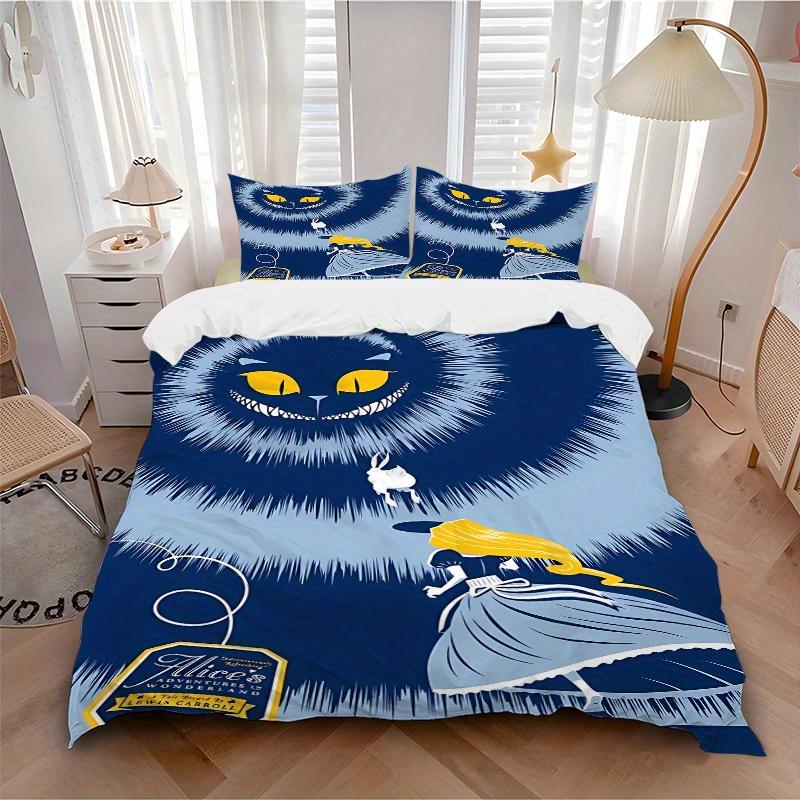 

3pcs Alice Wonderland 1 Cover+2 Pillowcases, Pillow Inserts Not Included, Machine Washable, All-Season Use, Teen and Adult Rooms125 135x200cm