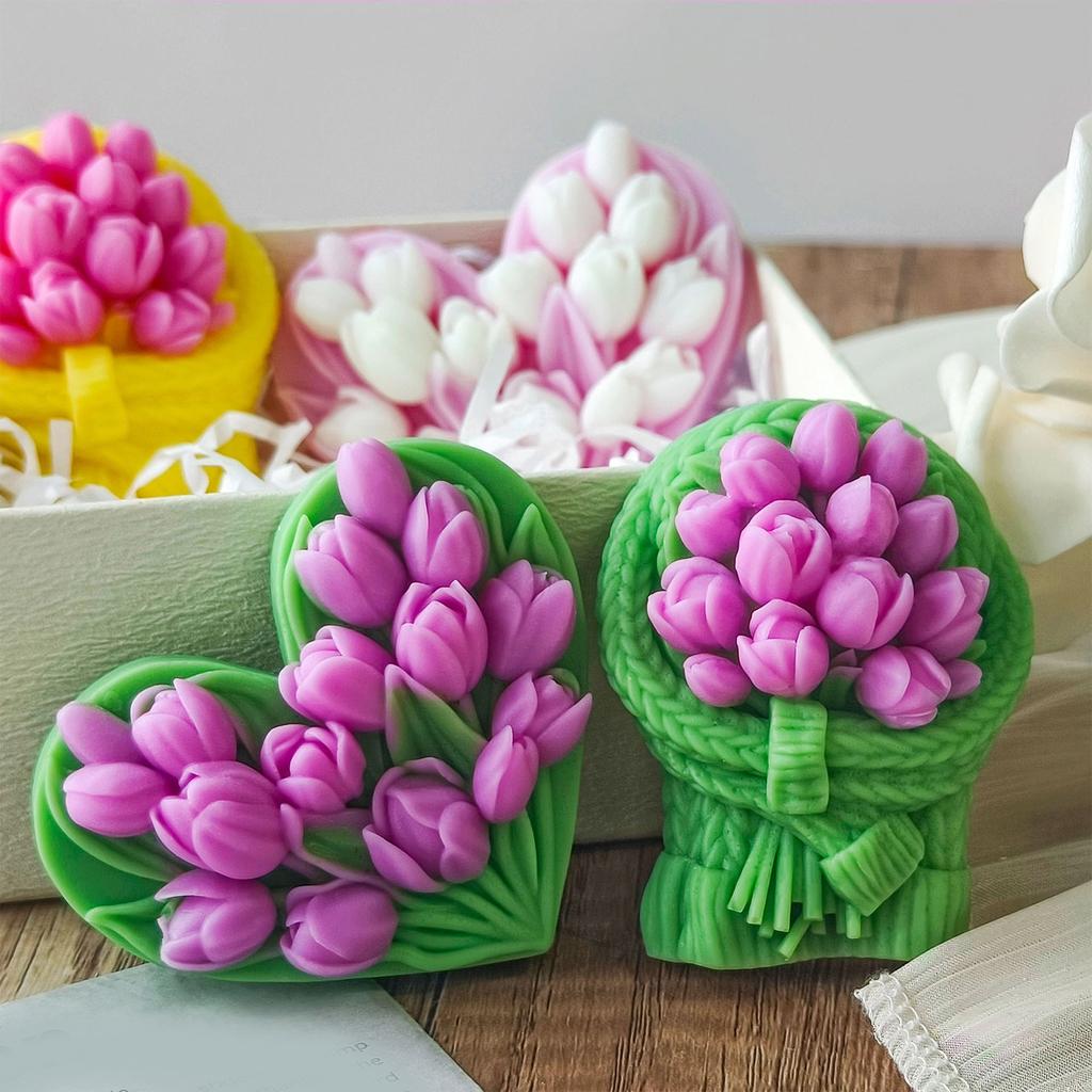 Multipurpose Tulips Candle Stand Sturdy Silicone Plaster Mould for Elegant Home Decoration Wedding and Festive Occasions