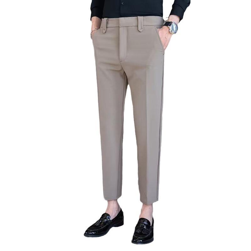 Trousers men's spring and summer new trend light and mature style slim straight pants men's fashion casual large size temperament nine-point pants