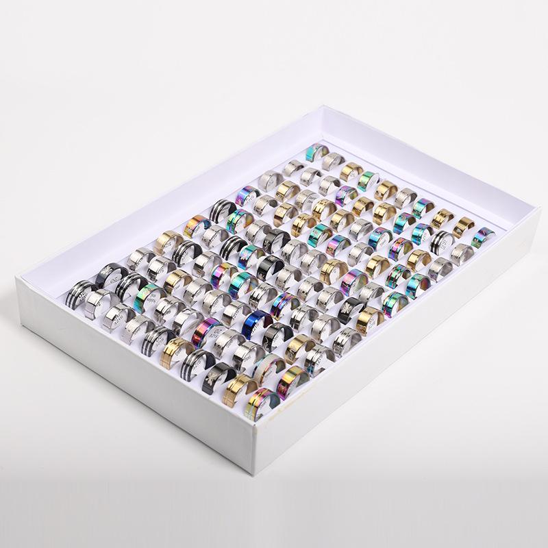 Lebendige Trendige Titanstahl- & Edelstahlringe (1,2 mm, Gemischte Designs)