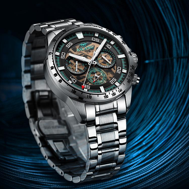 AILANG New Men's Watch Fully Automatic Hollow Mechanical Watch Multi -function Watches Waterproof