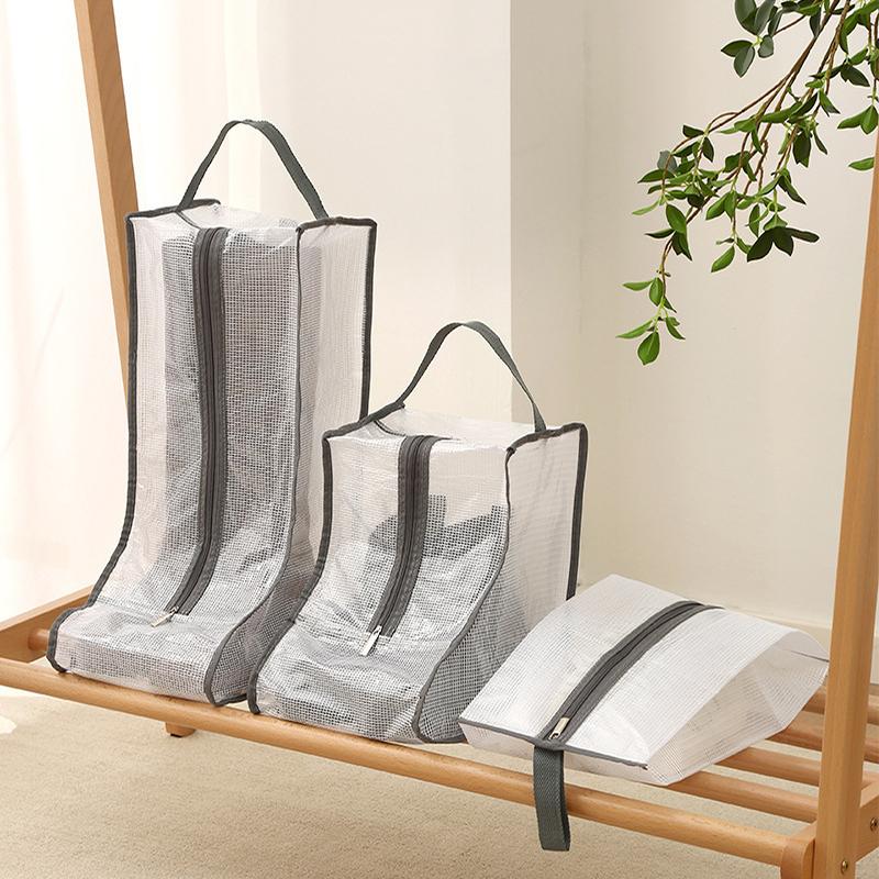 Boots Storage Bag Transparent PVC Mesh Zipper Closure Dustproof Moistureproof Protection Holder Bag for Women's Long Boots