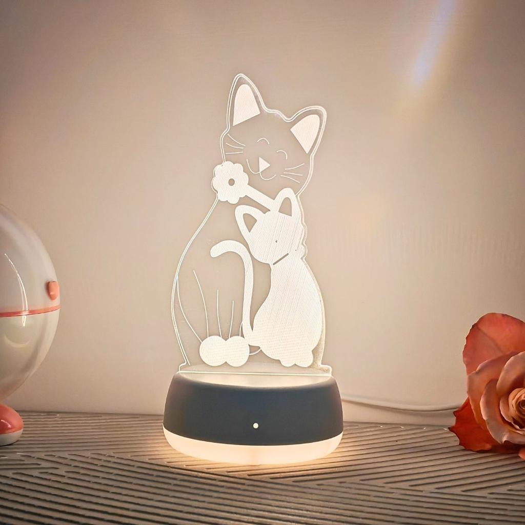 1pcCat 3D Colorful Night Light LED Desk Lamp 7&3 Colors Room Decoration Night Light Birthday Halloween Children's Christmas Gift