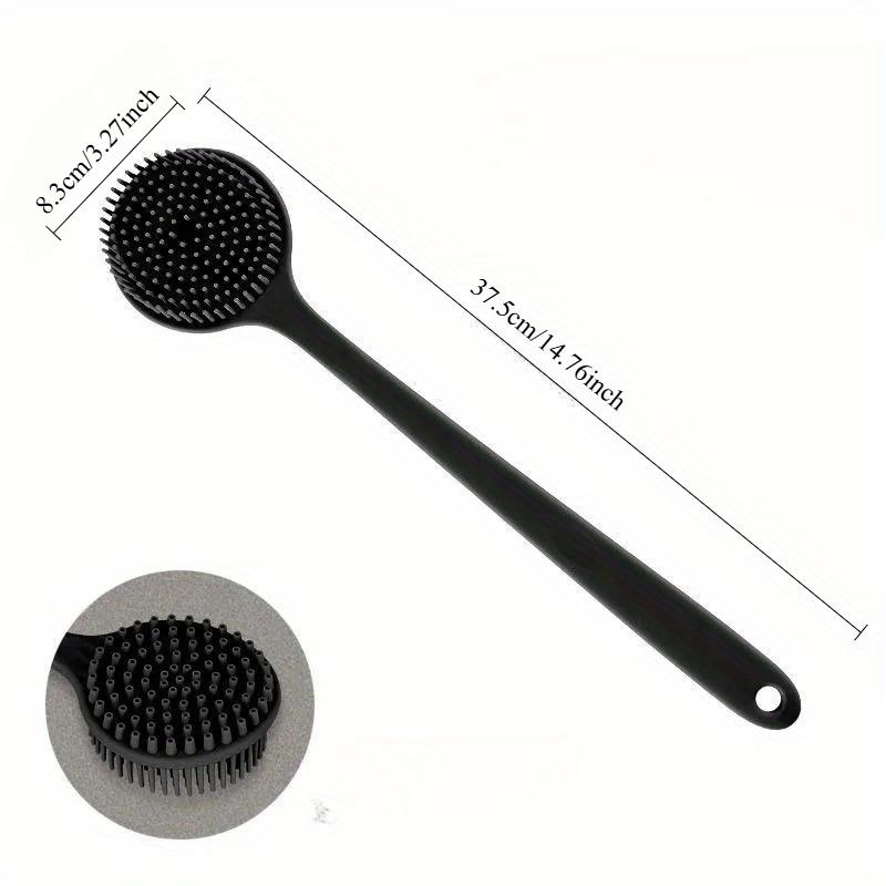 Silicone Bath Brush with Long Handle,Double-sided Usable,Hanging Hole Design for Easy Storage,Bath Brush/massage Granule 2-in-1.