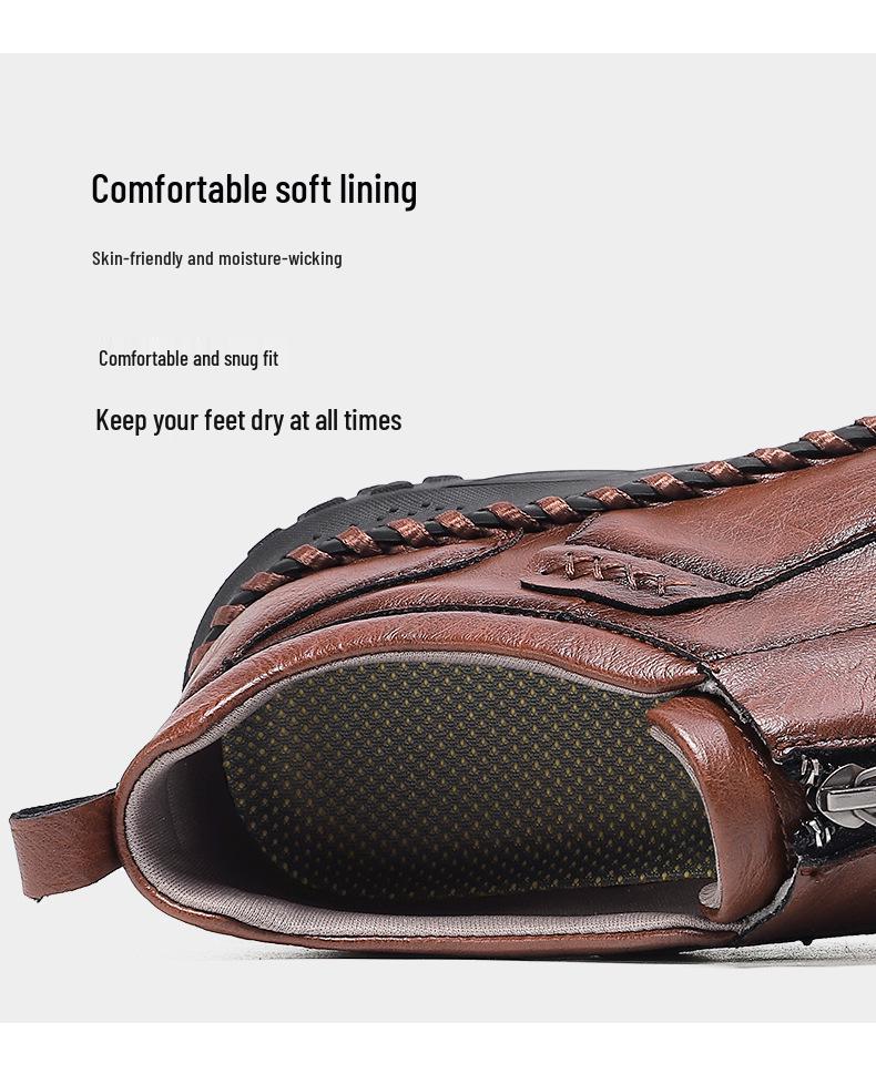 Herren Slip-On Freizeitschuhe Herbst 2025 - Weiche, Rutschfeste Sohle, Reißverschluss, Flacher Absatz, Atmungsaktiv