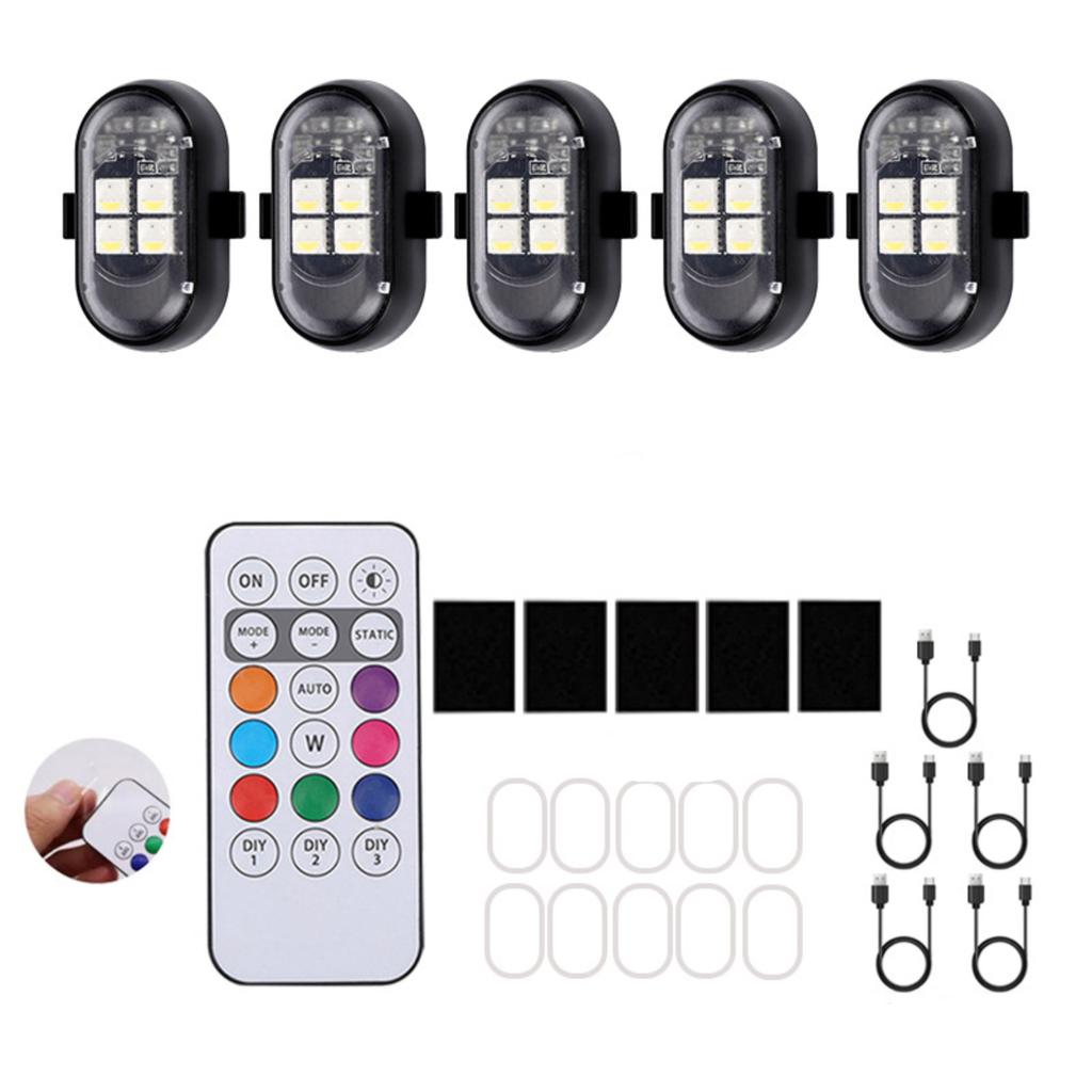 Car Wireless Remote Control Light 4 LED Beads 8 Color Ambient Light Set