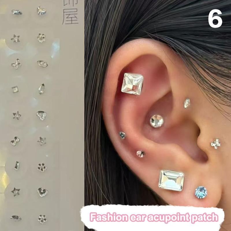 Módní mašlička Barevné kamínky Perly Nálepky na ušní body Tlakové tyčinky na uši Akupunktura Aurikulární ušní nálepky Masáž