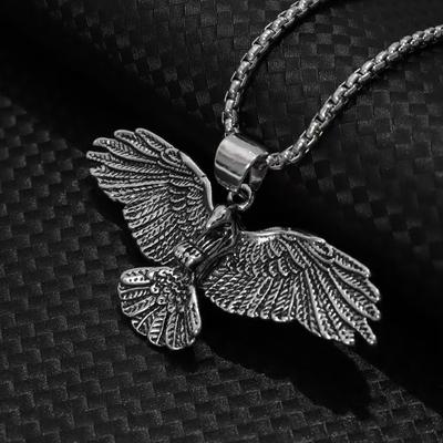 Retro Fashion Mixed Pendant, Eagle Wings, European and American Personalized Alloy Necklace, Men's and Women's Jewelry
