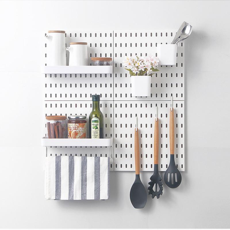 Punch-free Hole Board Vertical Desktop Wall Hanging Office Desk Storage Shelf Reading Room Desktop Kitchen Bathroom Storage Rack