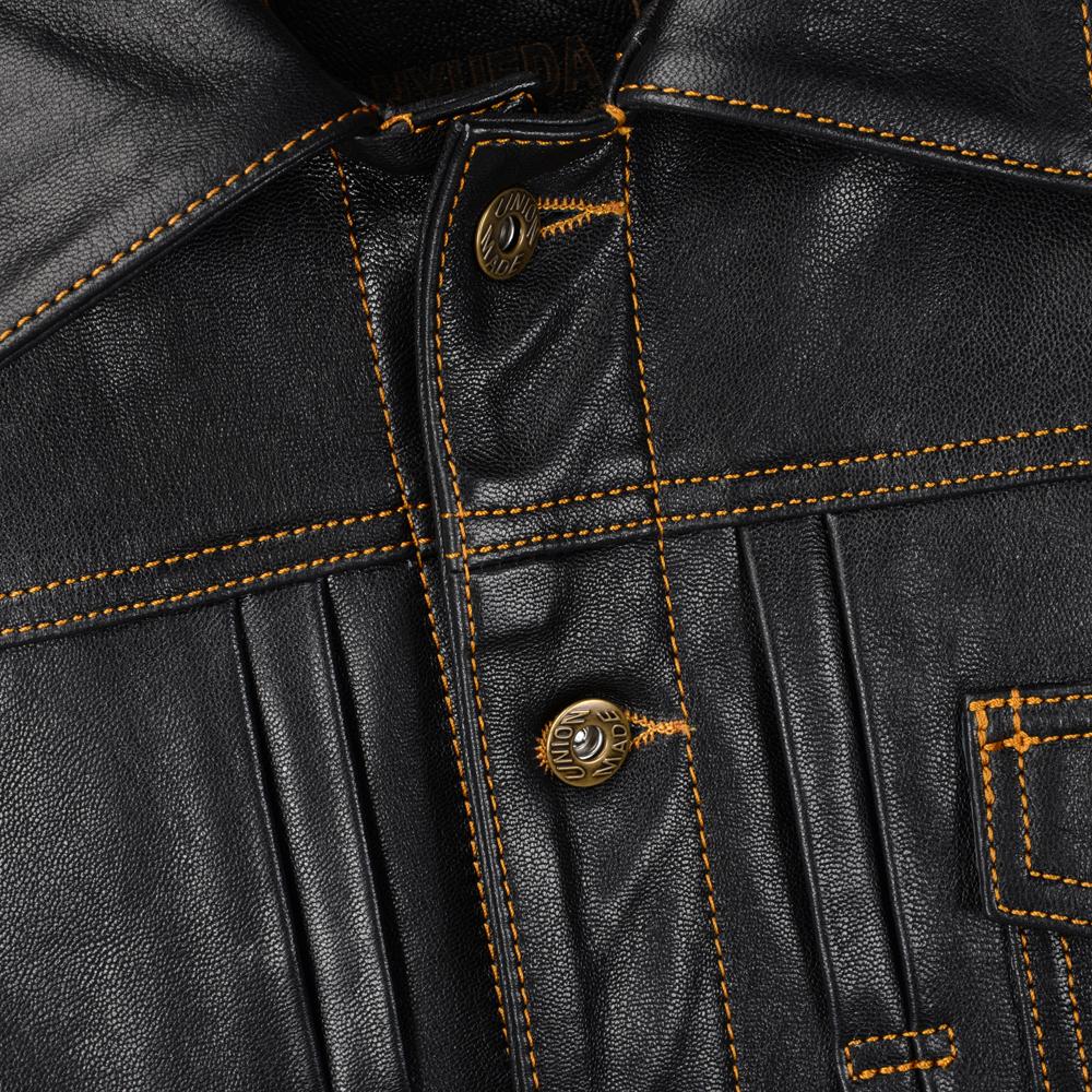 Classic 506 Style Genuine Cow Leather Jacket For Men Blue Black Natural Goatskin Coat Man  Slim Fit Soft Male Clothes Autumn