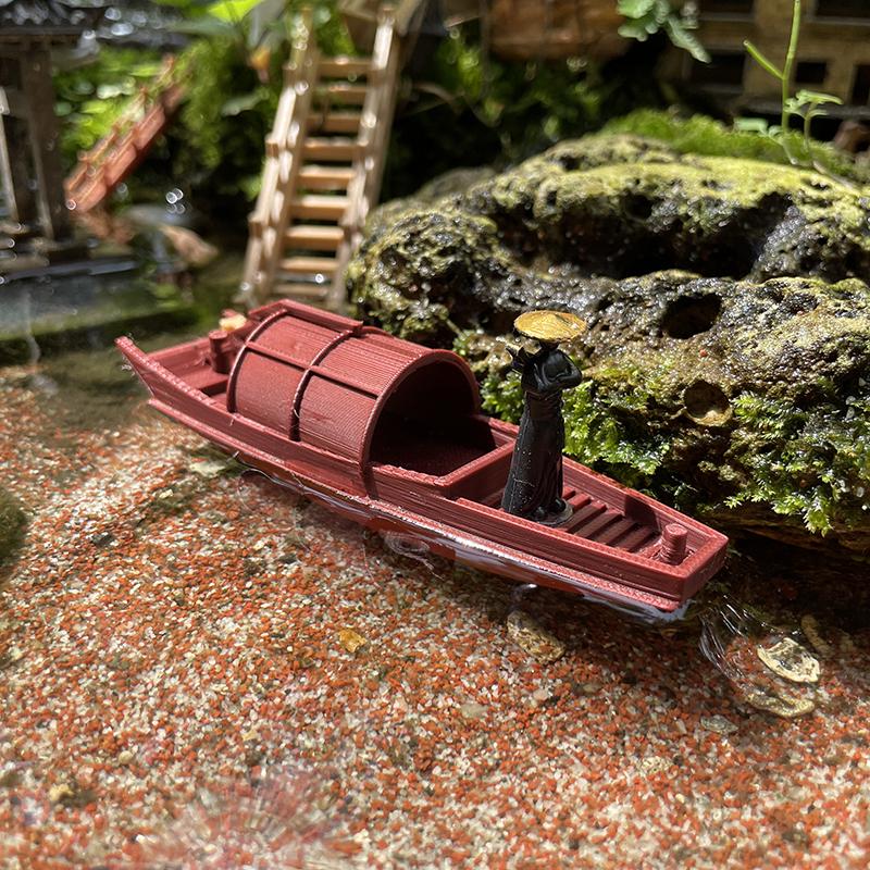 Floating Chinese Antique-Style Fishing Boat Model: Outdoor and Indoor Aquatic Landscape Decor