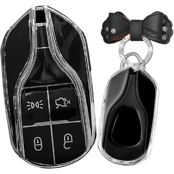 Key Fob Cover Fit For Maserati Quattroporte Ghibli Soft TPU Key Case Keychain Keyshell Accessories 4 button