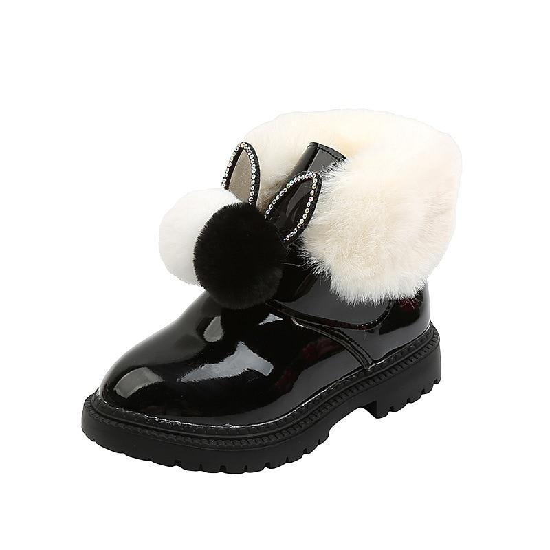 Zimowe buty dziewczęce Dziecięce krótkie buty Skórzana moda Martin Boot Plus aksamitne ciepłe dziecięce śniegowce Śliczne pluszowe dziewczęce botki