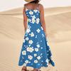Damenmode Lässig Ärmellos Tasche Langes Strandkleid mit Blumendruck