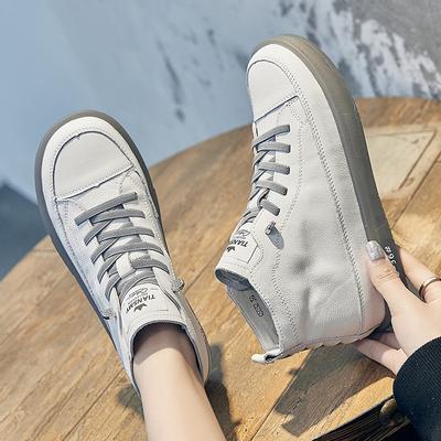 Fashion Genuine Leather Shoes for Women White Shoes Woman Vulcanized Shoes Leather Casual Sneakers Women's Soft Platform Shoes Footwear