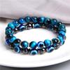 Lucky Evil Eye Beads Bracelet Natural Stone Lava Hematite Bracelet Set Multilayer Bracelets Women Men Handmade Elastic Jewelry
