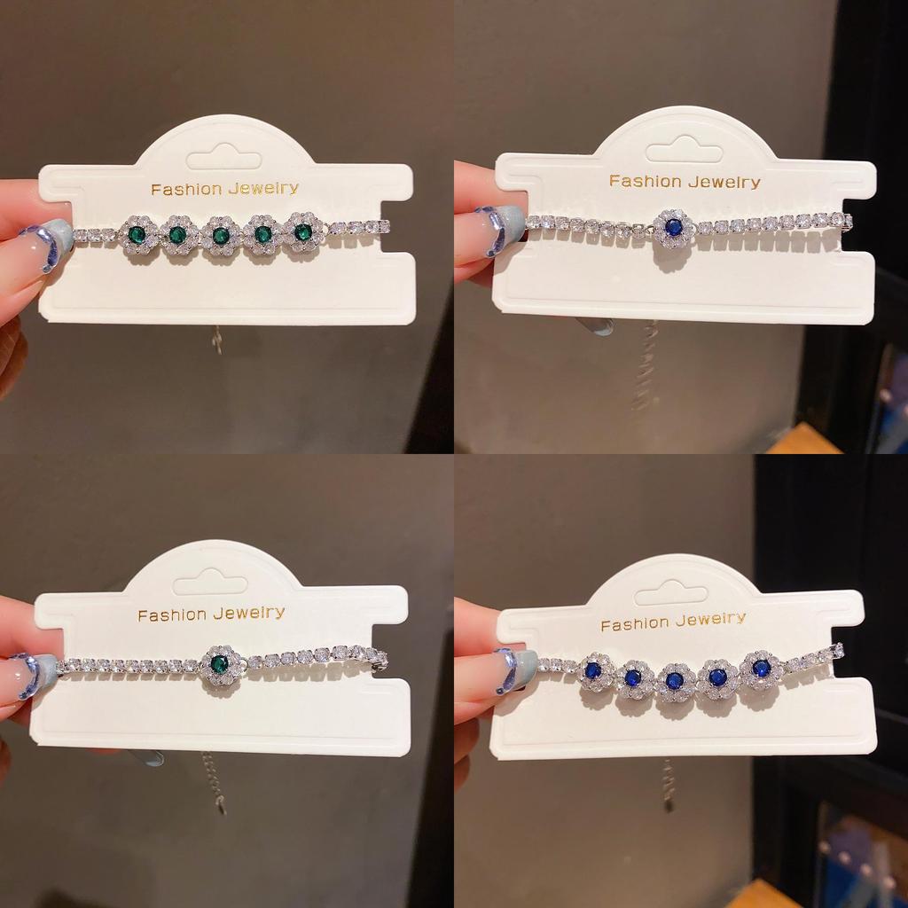 Floral Zirconia Pendant Bracelet For Women Elegant Summer Jewelry Gift For Ladies