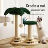 Sisal Cat Scratching Tree: Elevated Vertical Solid Wood Post with Cat Scratching Board and Toy