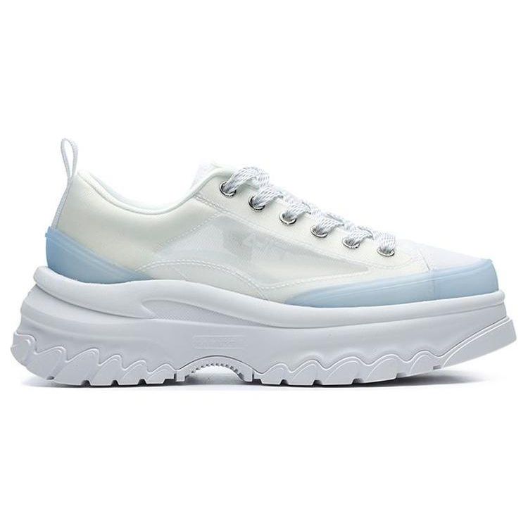FILA Lava Thick Sole Mesh Synthetic Leather Low Top Canvas Shoes Women sneaker White Blue F12W221315FWT