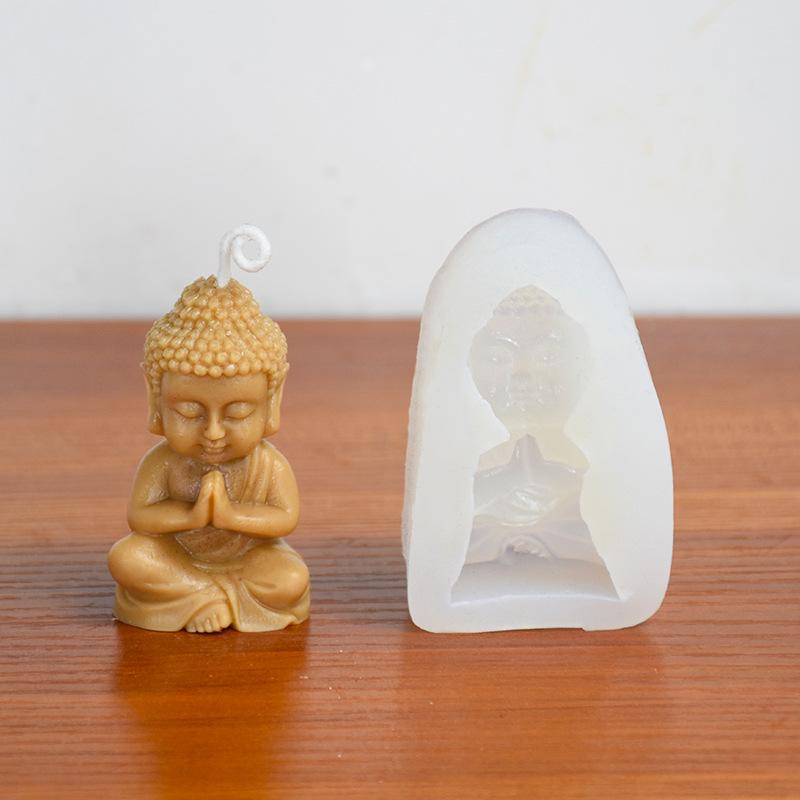

DIY Buddha Candle Silicone Mold 3D Buddha Gypsum Soap Cement Resin Mold Festival Gift Making Church Candle Production Supplies