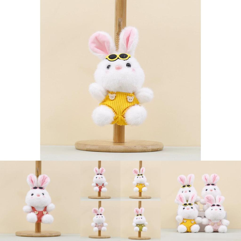 Plush Bunny Keychain With Overalls And Sunglasses For Kids And Collectors
