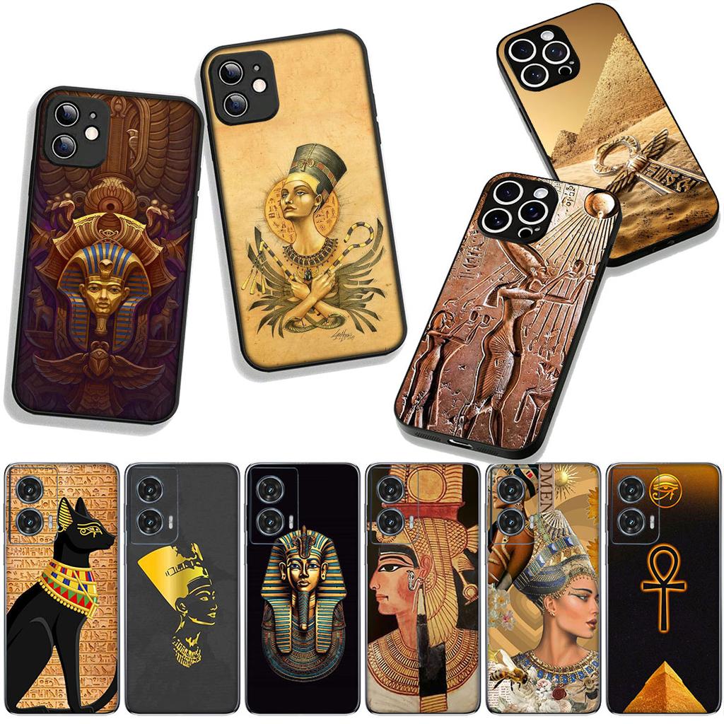 for Samsung Galaxy A36 A17 A26 A07 A35 A54 A53 A13 A33 A34 S8 S9 S20 S21 FE S10 Plus Cover Case Egypt Nefertiti Anubis Ankh Art