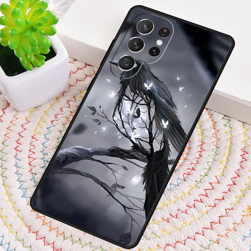 Raven Crow Skull Pattern Phone Case For Samsung Galaxy Note 10 Pro S26 S25 S24 S23 S22 Ultra Plus S21 FE S20 Shockproof Cover
