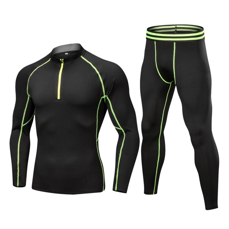 Long Sleeve Cycling Set Thermal Fleece Training Wear Men Running Hiking