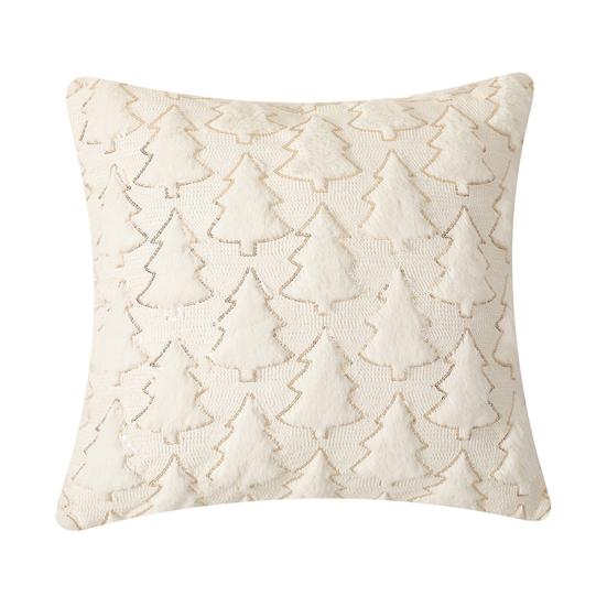 Throw Pillowcase Sequin Christmas Tree Pattern Hidden Zipper Closure Pillow Cover Bedroom