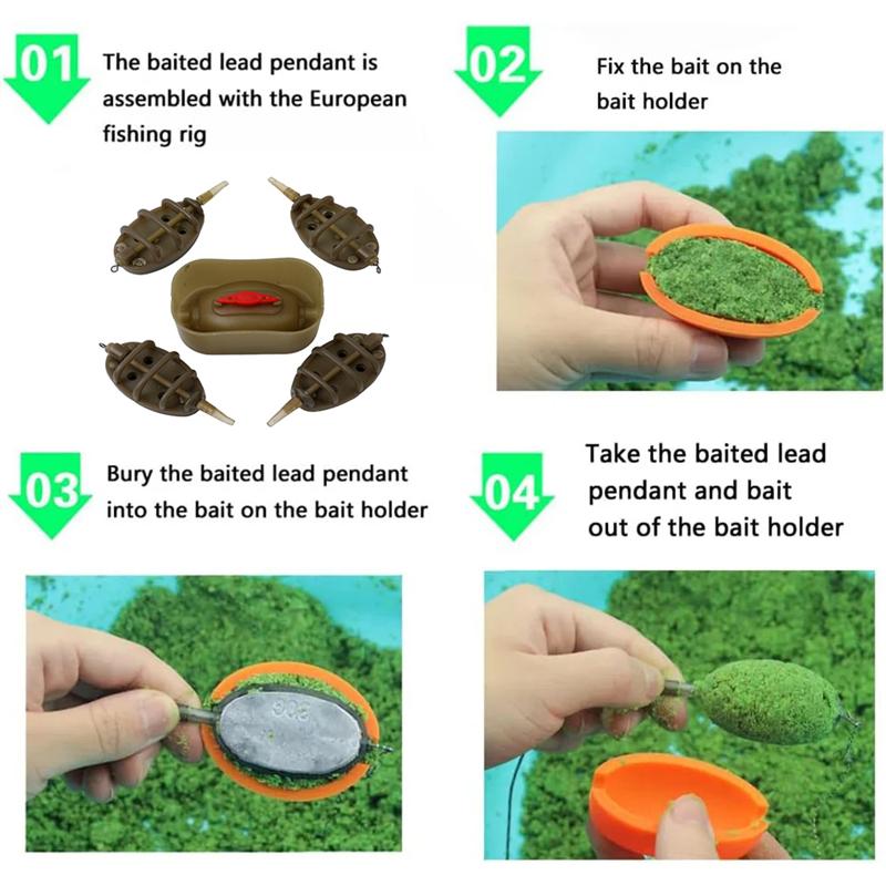 4 Stück Outdoor Inline Method Feeder Form Köderwerfer Köderblei Set Karpfenangeln Köderhalter Werkzeug Futterkörbe