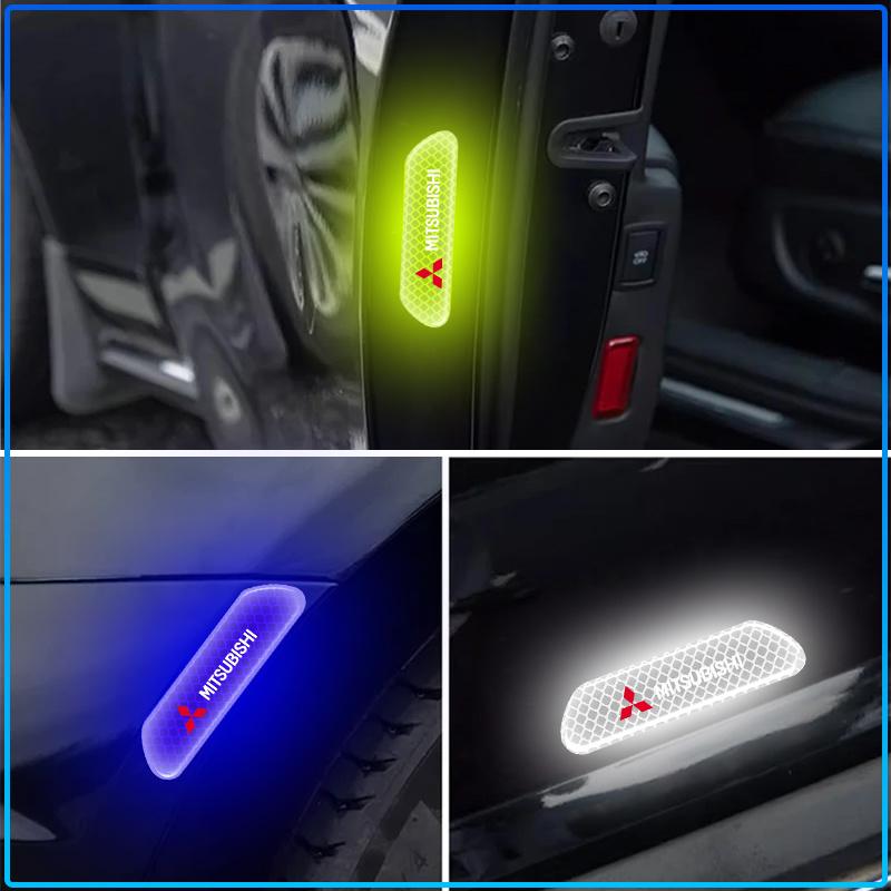 For Mitsubishi Lancer 7 8 I200 Pajero Montero Sport Outlander ASX Mirage Eclipse 4PCS/set Car Reflective Safety Strip Stickers
