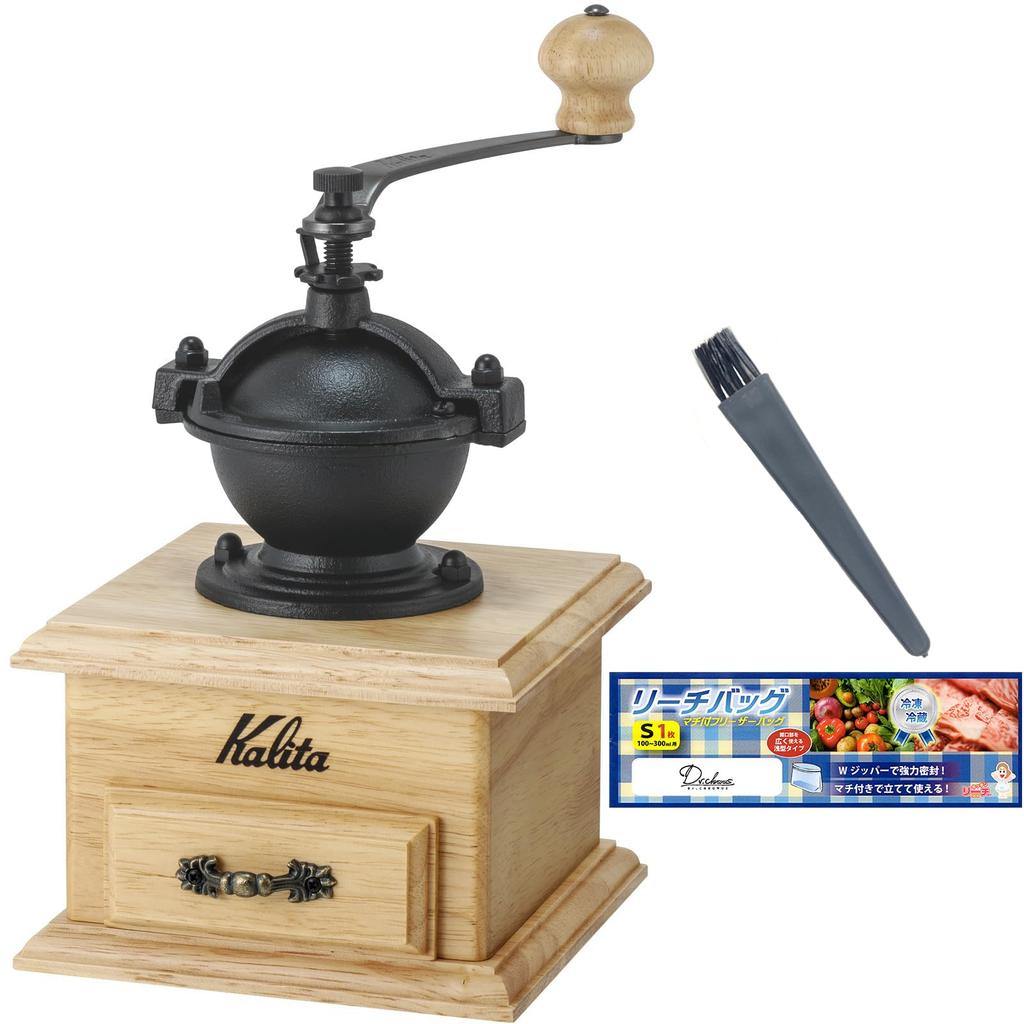 Kalita Coffee Mill Classic Mill NA Genuine Kalita Mill Cleaning Brush Chronus Chronus Gusseted Freezer Bag [Bulk Purchase] (Natural) #42201, Set, Dr.