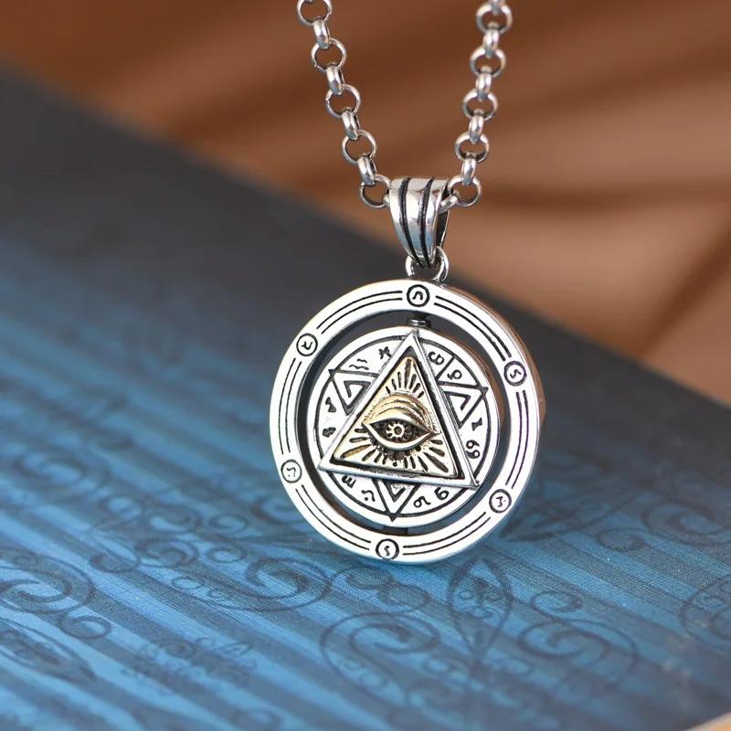 Eye God Triangle Necklace Pendant Amulet Talisman Ancient Egypt Egyptian Protect Magic Evil Demon Ghost Jewelry Gift Hip Hop Rock Goth Gothic