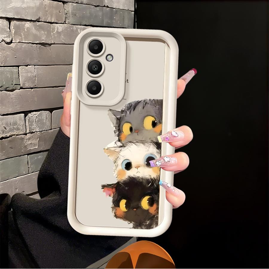 Cute Cartoon Kitten Phone Cover Case for Samsung Galaxy A16 A51 A73 A26 A32 A15 A23 A12 A13 A34 A35 A36 A71 A72 A53 A54 A56
