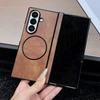 Luxury Leather Magnetic Hinge Phone Case For Samsung Galaxy Fold 7 6 5 4 3 5G Wireless Charge Hard Soft Silicone Bumper Cover