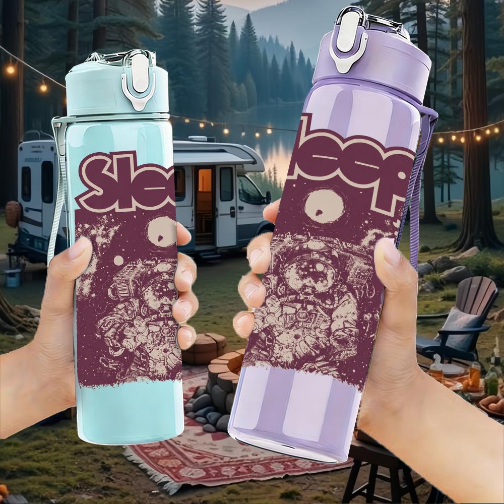 1PC Dark Maroon Vintage Floral Swirl Print 750ml Portable Sports Water Bottle Leakproof Gym Outdoor Travel Drink Cup
