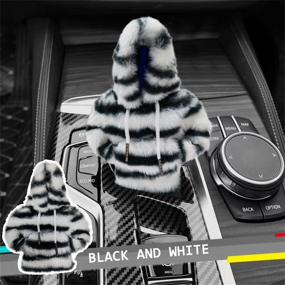 Car Gear Shift Knob Cover Hoodie Funny Plush Shifter Sleeve Universal Fit Manual Automatic Protector Winter Warm Decor