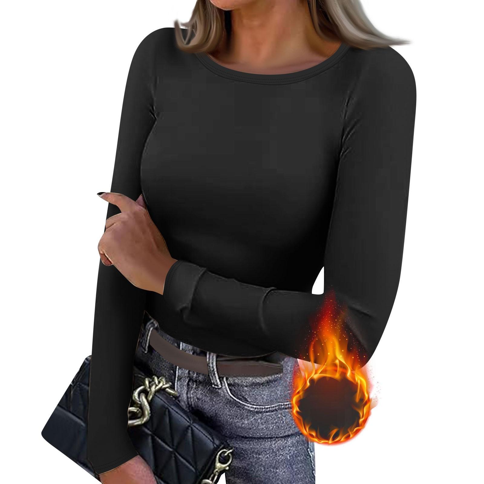 

Жіноча та зимова тонка футболка Модний повсякденний однотонний пуловер з V-подібним вирізом і довгим рукавом L чорний