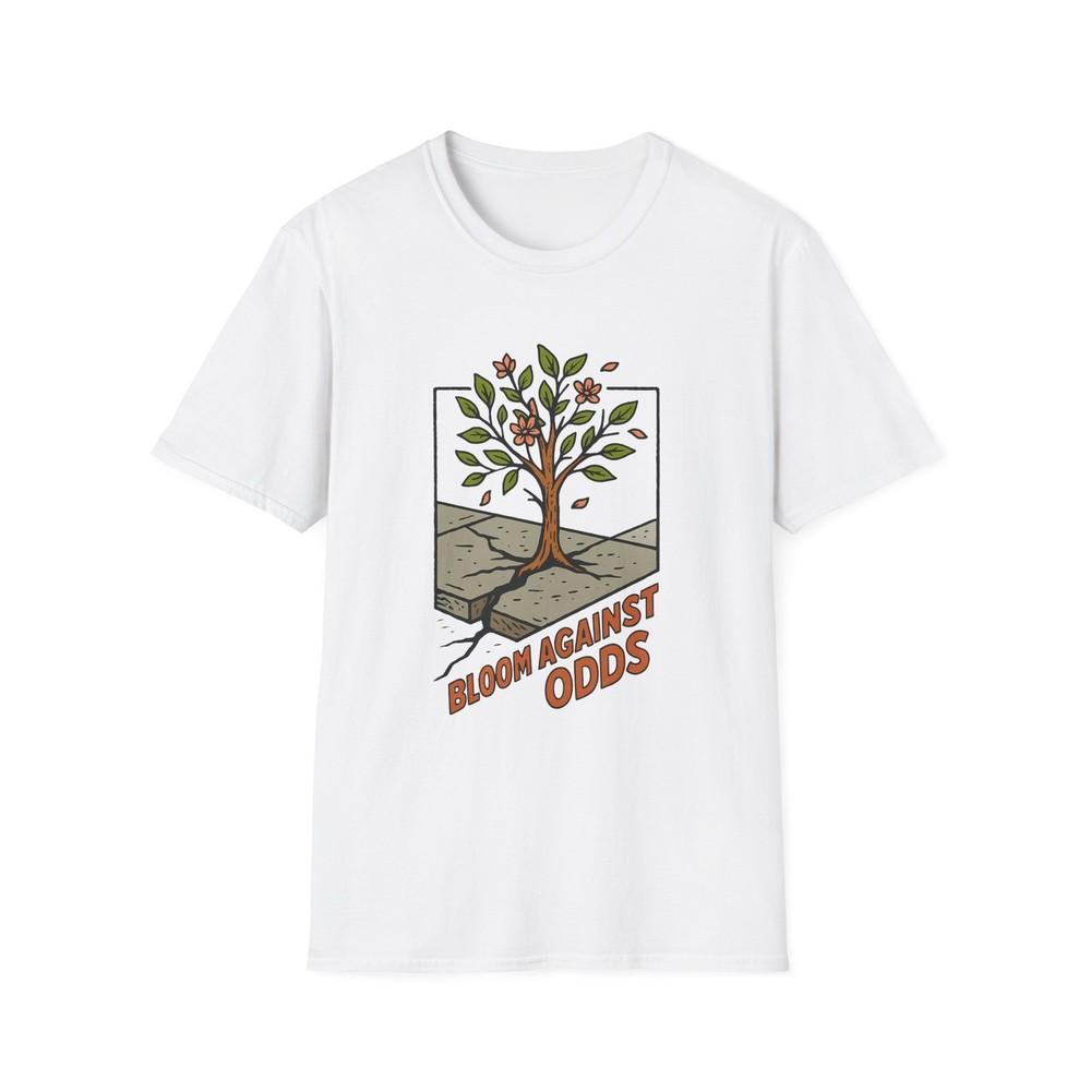 

Unisex Softstyle T-Shirt Tree Blossoms Urban Sidewalk Resilience Vintage Style S