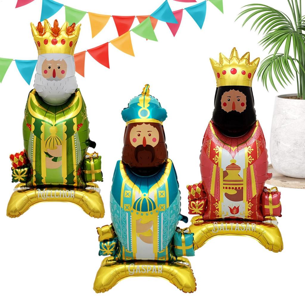 3PCS Kings Festival Balloon Theme Party Orange Face White Face Brown Face King Balloon Birthday Party Supplies Christmas Balloon